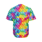 Rainbow Cubes Pattern Print Men's Baseball Jersey