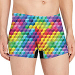Rainbow Cubes Pattern Print Men's Boxer Briefs