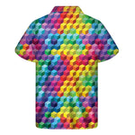 Rainbow Cubes Pattern Print Men's Short Sleeve Shirt