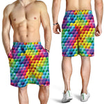 Rainbow Cubes Pattern Print Men's Shorts