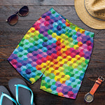 Rainbow Cubes Pattern Print Men's Shorts