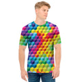 Rainbow Cubes Pattern Print Men's T-Shirt