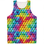 Rainbow Cubes Pattern Print Men's Tank Top