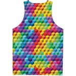 Rainbow Cubes Pattern Print Men's Tank Top