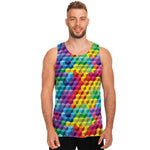 Rainbow Cubes Pattern Print Men's Tank Top