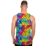 Rainbow Cubes Pattern Print Men's Tank Top