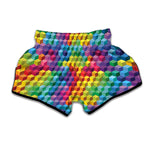Rainbow Cubes Pattern Print Muay Thai Boxing Shorts