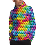 Rainbow Cubes Pattern Print Pullover Hoodie