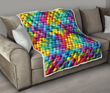 Rainbow Cubes Pattern Print Quilt