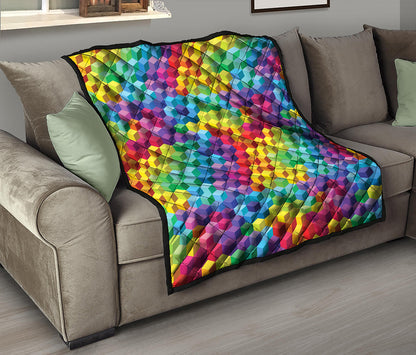 Rainbow Cubes Pattern Print Quilt