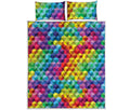 Rainbow Cubes Pattern Print Quilt Bed Set