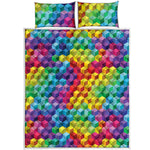 Rainbow Cubes Pattern Print Quilt Bed Set