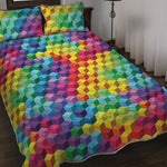 Rainbow Cubes Pattern Print Quilt Bed Set