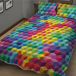 Rainbow Cubes Pattern Print Quilt Bed Set