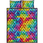 Rainbow Cubes Pattern Print Quilt Bed Set