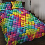 Rainbow Cubes Pattern Print Quilt Bed Set