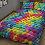 Rainbow Cubes Pattern Print Quilt Bed Set