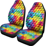 Rainbow Cubes Pattern Print Universal Fit Car Seat Covers