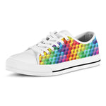 Rainbow Cubes Pattern Print White Low Top Shoes
