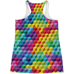 Rainbow Cubes Pattern Print Women's Racerback Tank Top
