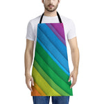 Rainbow Diagonal Lines Pattern Print Apron