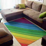 Rainbow Diagonal Lines Pattern Print Area Rug