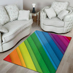 Rainbow Diagonal Lines Pattern Print Area Rug