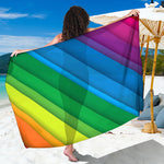Rainbow Diagonal Lines Pattern Print Beach Sarong Wrap