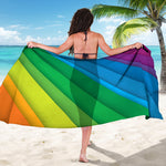 Rainbow Diagonal Lines Pattern Print Beach Sarong Wrap