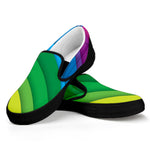 Rainbow Diagonal Lines Pattern Print Black Slip On Shoes