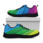 Rainbow Diagonal Lines Pattern Print Black Sneakers
