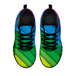 Rainbow Diagonal Lines Pattern Print Black Sneakers