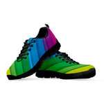 Rainbow Diagonal Lines Pattern Print Black Sneakers