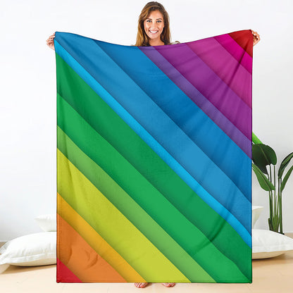Rainbow Diagonal Lines Pattern Print Blanket