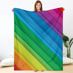 Rainbow Diagonal Lines Pattern Print Blanket