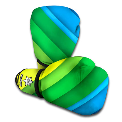 Rainbow Diagonal Lines Pattern Print Boxing Gloves