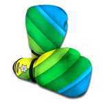 Rainbow Diagonal Lines Pattern Print Boxing Gloves
