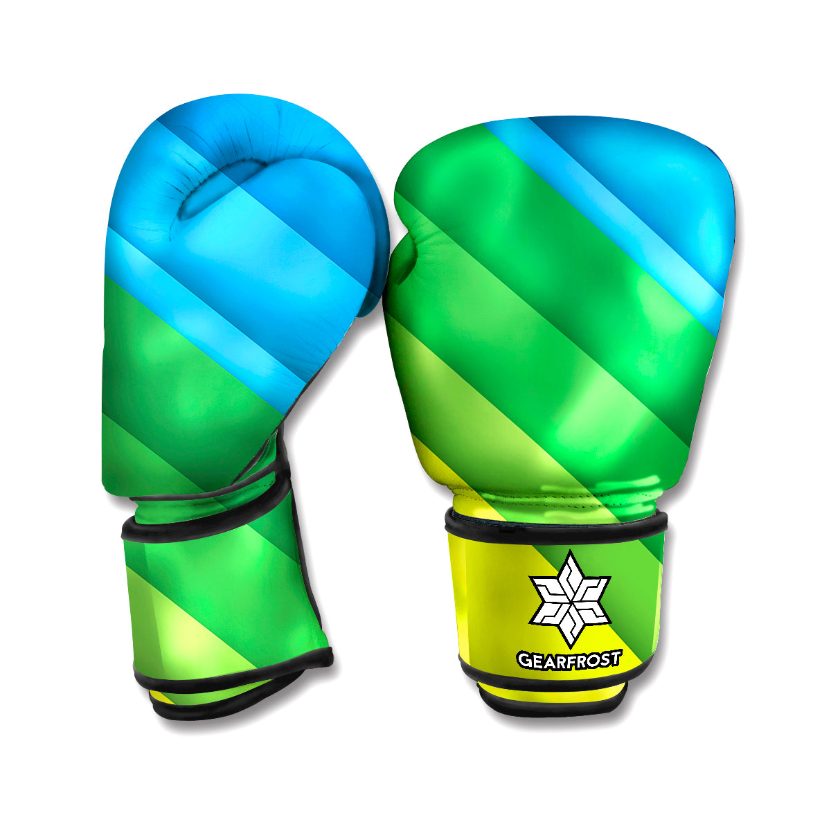 Rainbow Diagonal Lines Pattern Print Boxing Gloves