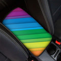 Rainbow Diagonal Lines Pattern Print Car Center Console Cover