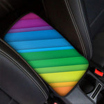Rainbow Diagonal Lines Pattern Print Car Center Console Cover