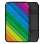 Rainbow Diagonal Lines Pattern Print Car Center Console Cover