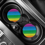 Rainbow Diagonal Lines Pattern Print Car Coasters