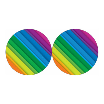 Rainbow Diagonal Lines Pattern Print Car Coasters