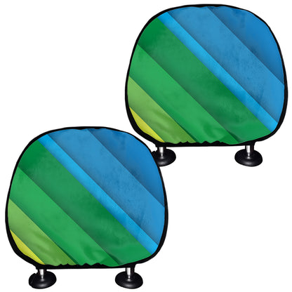 Rainbow Diagonal Lines Pattern Print Car Headrest Covers