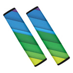 Rainbow Diagonal Lines Pattern Print Car Seat Belt Covers