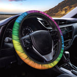 Rainbow Diagonal Lines Pattern Print Car Steering Wheel Cover