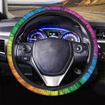 Rainbow Diagonal Lines Pattern Print Car Steering Wheel Cover