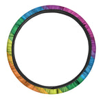 Rainbow Diagonal Lines Pattern Print Car Steering Wheel Cover