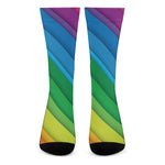 Rainbow Diagonal Lines Pattern Print Crew Socks