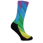 Rainbow Diagonal Lines Pattern Print Crew Socks